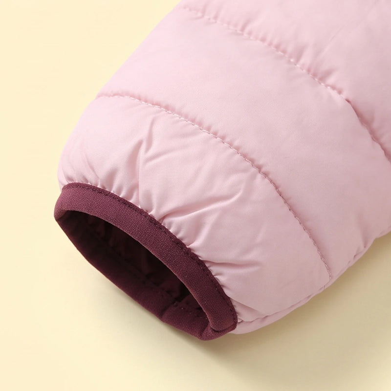 Girls Light Pink Hooded Zip-up Puffer Jacket Coats & Jackets