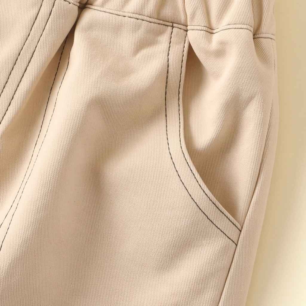 Boys Beige Embroidered Jogger Pants