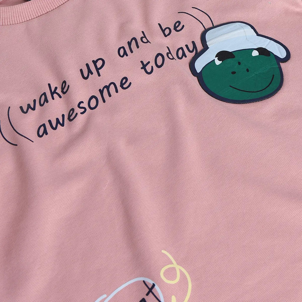Boys Peach Graphics Short Sleeve T-Shirt With Denim Shorts Sets 2 pc. Sets