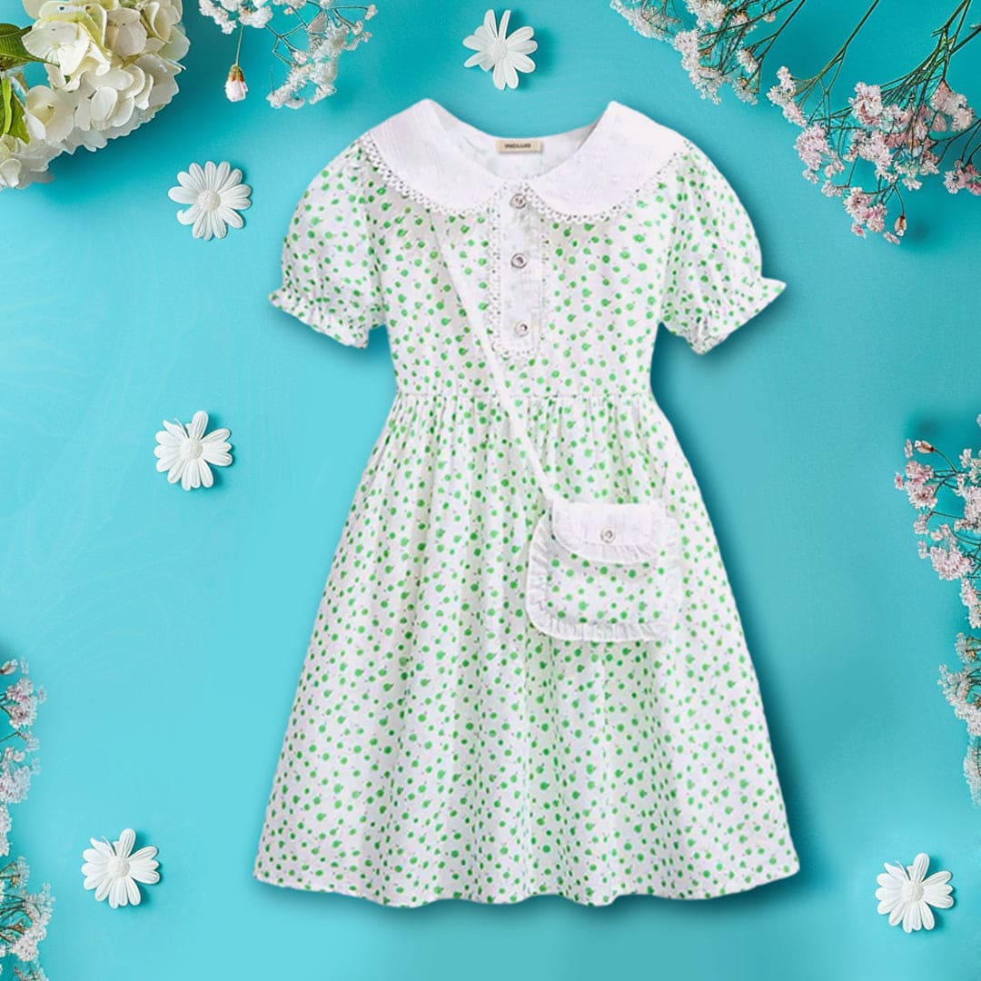Girls Floral Print Fit & Flare Dress Casual Dresses Green 4-5 Y 