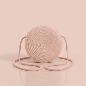 Girls Pink Butterfly Applique Round Sling Bag Sling Bags
