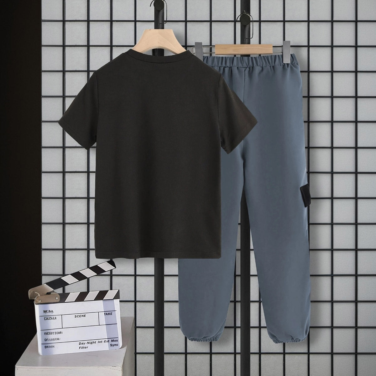 Boys Black Short Sleeve Round Neck T-Shirt With Jogger Set 2 pc. Sets