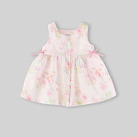 Girls Light Pink Fit And Flare Dress With Floral Print Casual Dresses