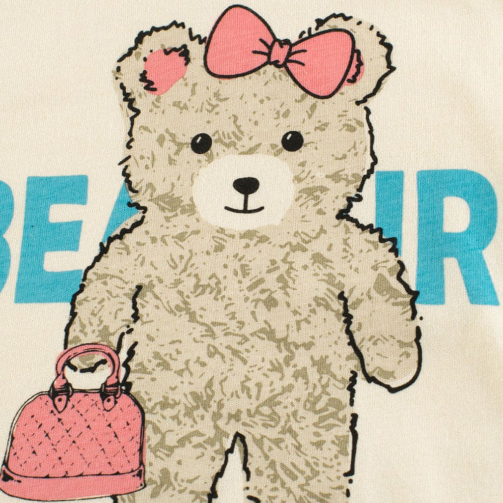 Girls Teddy Print Short Sleeves T-shirt Tshirts   