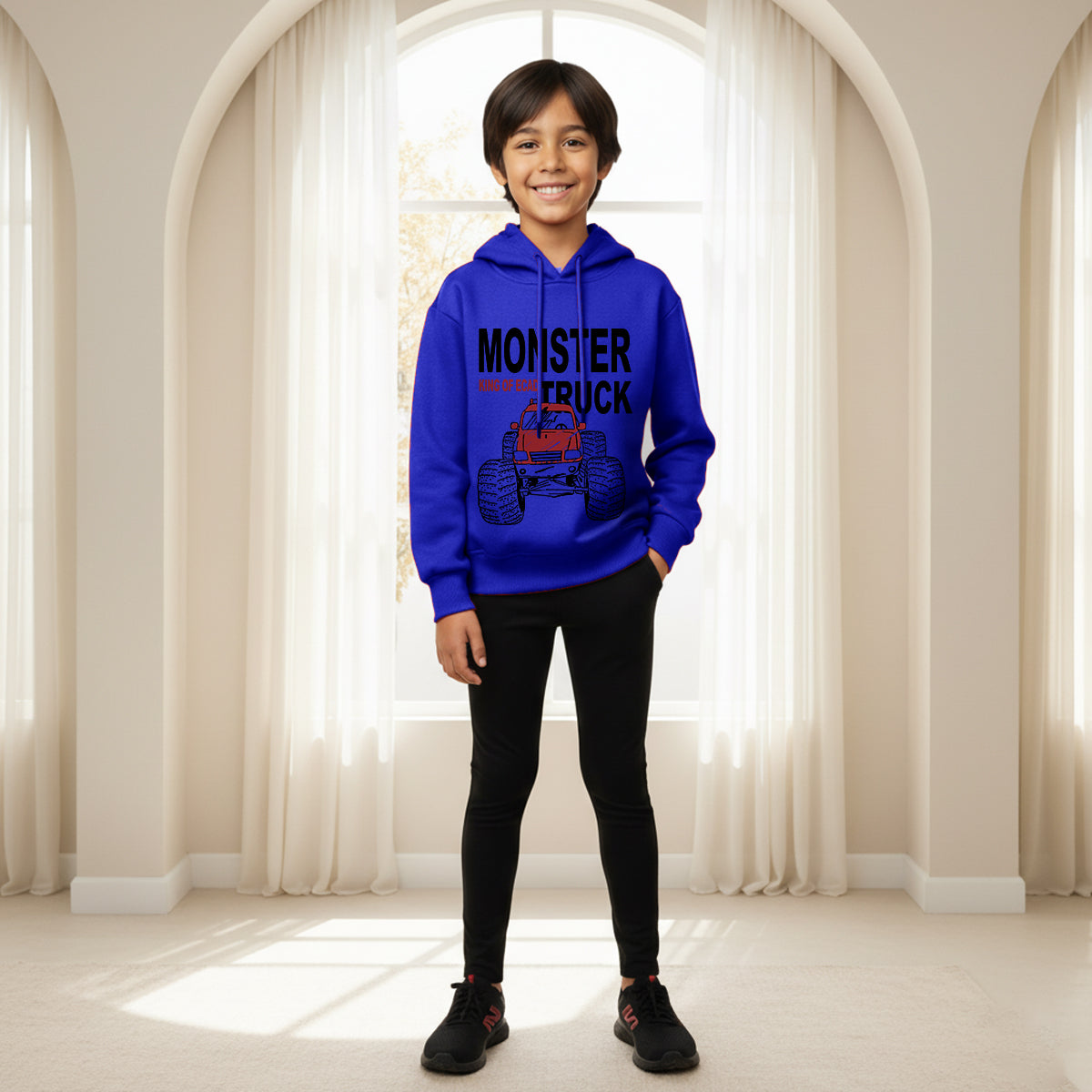 Boys Royal Blue Monster Truck Graphics Hoodies Sweatshirt Sweatshirts & Hoodies Royal Blue 6-7 Y