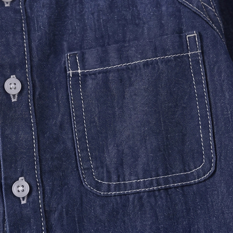 Boys Dark Blue Long Sleeve Denim Shirt Shirts