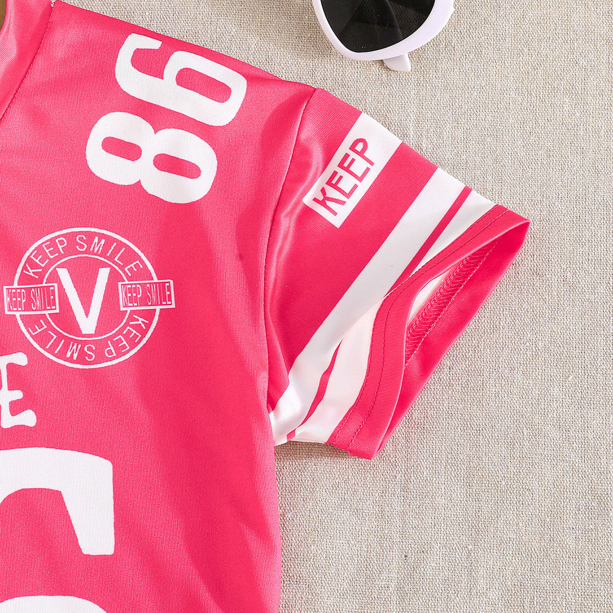 Girls Pink Short Sleeve Printed T-Shirt With Shorts Set 2 pc. Sets