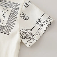 Boys Beige Printed Short Sleeve Polo T-Shirt With Elasticated Shorts Sets 2 pc. Sets