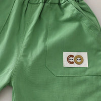 Boys Green Crocodile Printed Round Neck T-Shirt With Shorts Sets Sets