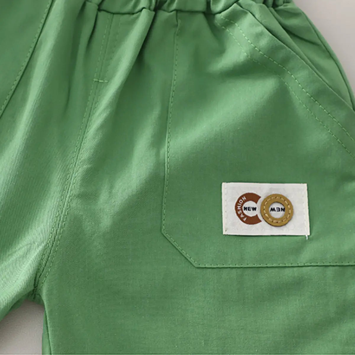 Boys Green Crocodile Printed Round Neck T-Shirt With Shorts Sets Sets