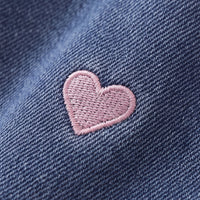 Girls Blue Heart Embroidered Denim Pants Pants
