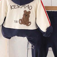 Boys Navy Blue Hooded Zip-up Jacket With Jogger Sets Sets