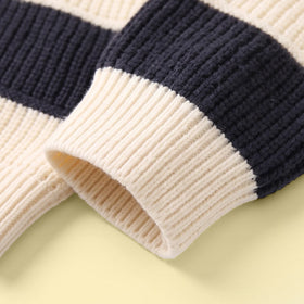 Girls Navy Blue Striped Long Sleeve Cardigan Sweaters & Cardigans