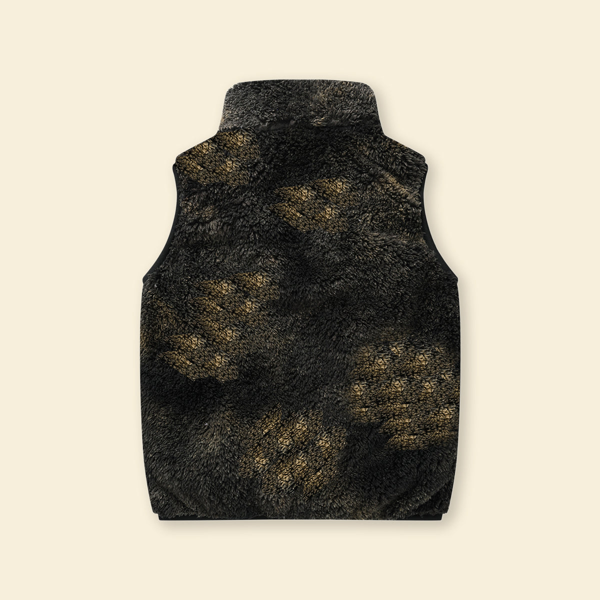 Girls Black Abstract Printed Fleece Front Zipper Sleeveless Winter Jacket Coats & Jackets