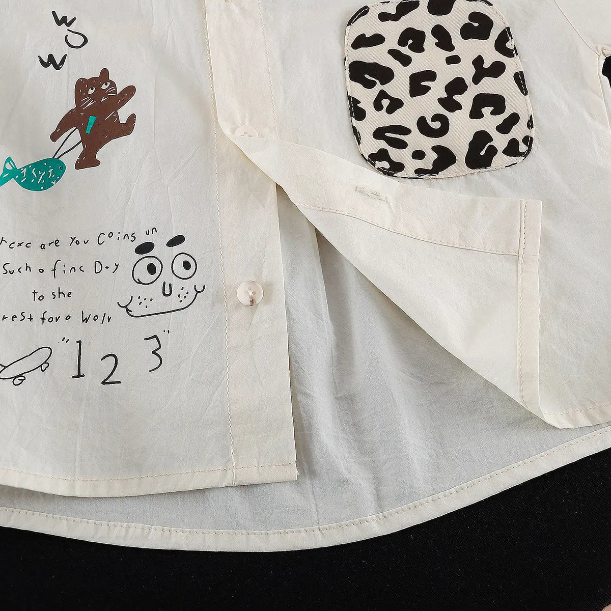 Boys Beige Animal Print Shirt with Elasticated Shorts Sets 2 pc. Sets