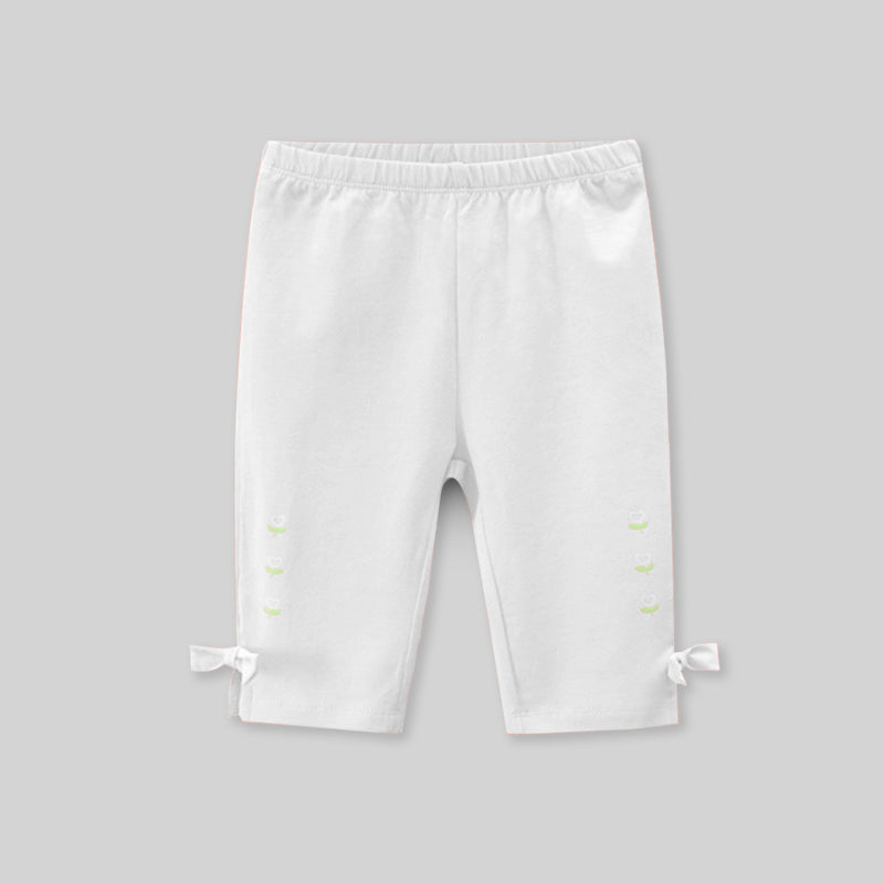Girls Printed Knee Length Capri Capris White 1-2 Y 