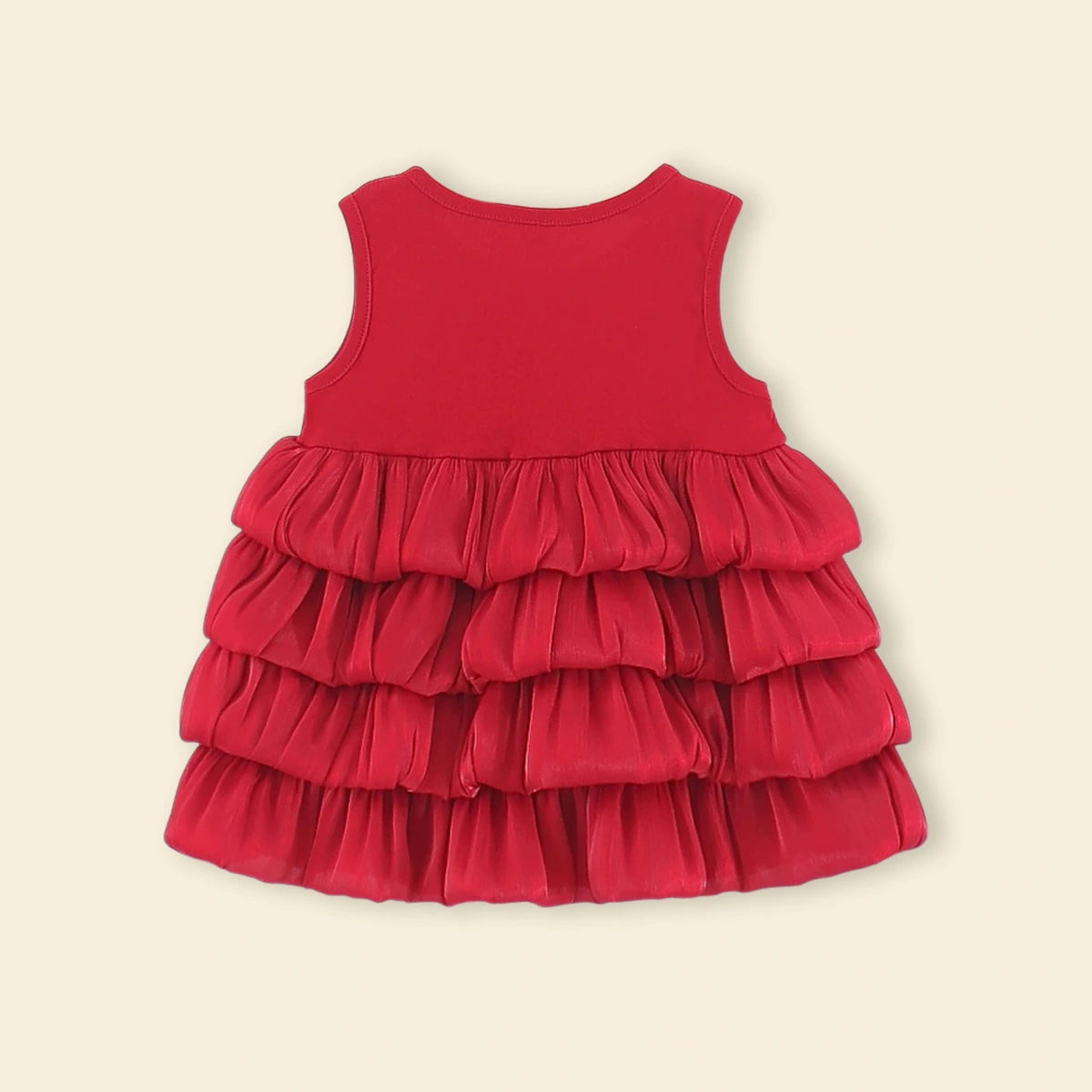 Girls Red Bow Tiered Ruffle Fit & Flare Dress Casual Dresses