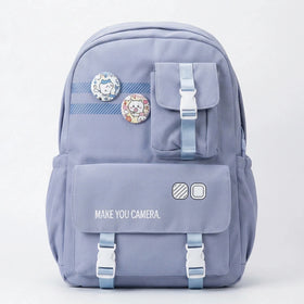 Kids Blue Multi-Pocket School Backpack with Buckle Pouch Trending Accessories Blue Onesize