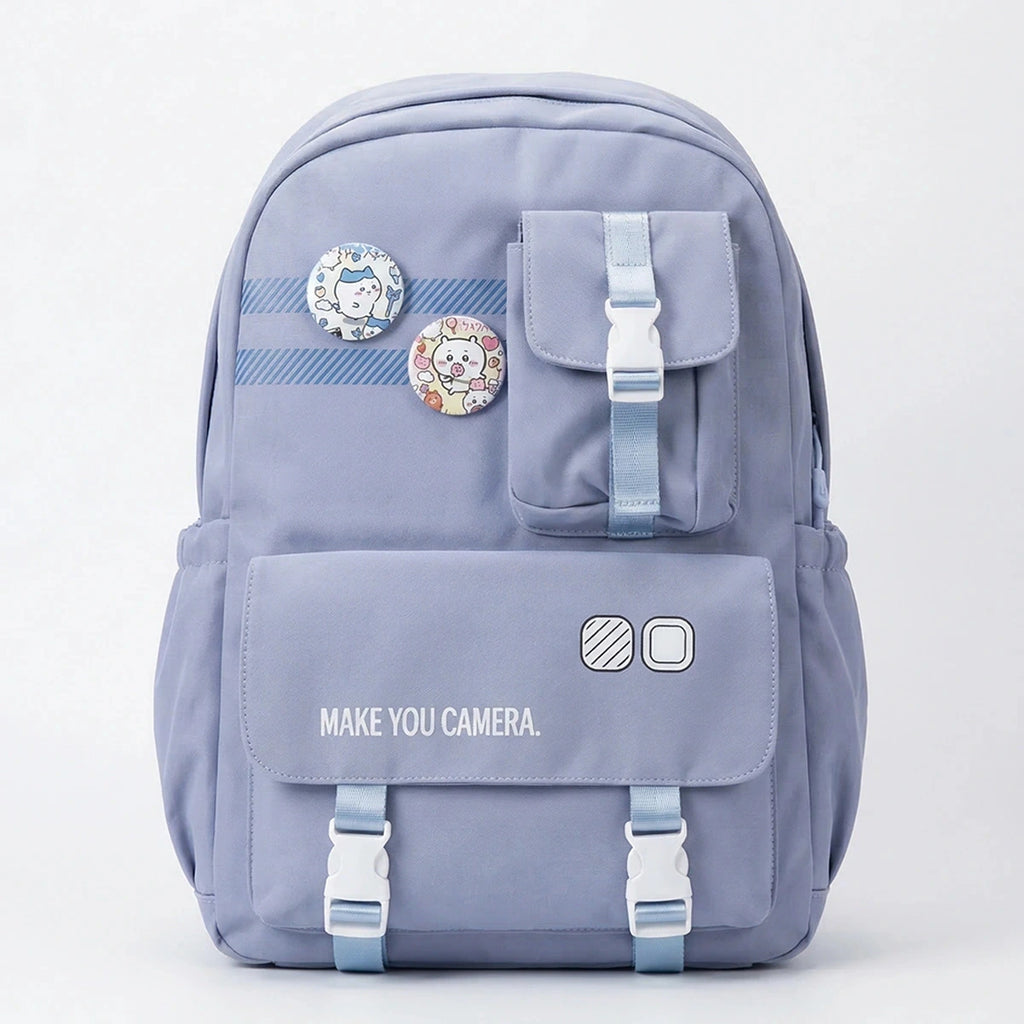 Kids Blue Multi-Pocket School Backpack with Buckle Pouch Trending Accessories Blue Onesize