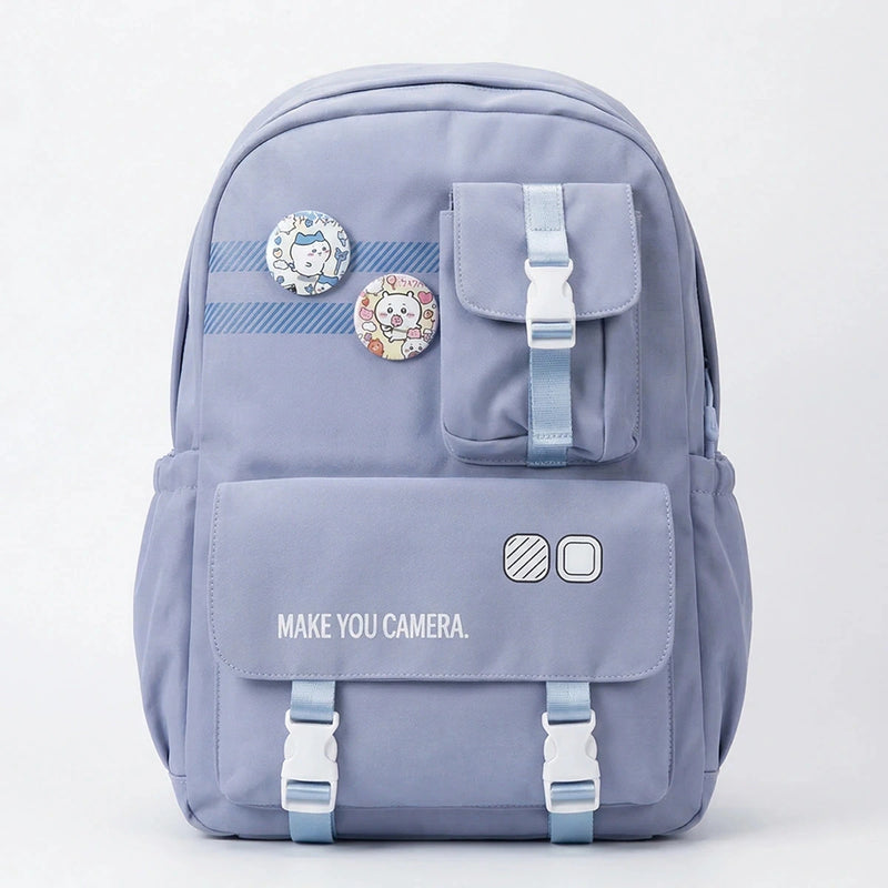 Kids Blue Multi-Pocket School Backpack with Buckle Pouch Trending Accessories Blue Onesize