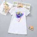 Girls White Gymnast Graphic Short Sleeve T-Shirt Dress Casual Dresses White 4-5 Y