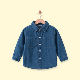 Boys Dark Blue Long Sleeve Denim Shirt Shirts Dark Blue 1-2 Y