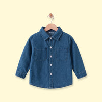 Boys Dark Blue Long Sleeve Denim Shirt Shirts Dark Blue 1-2 Y