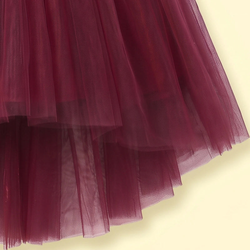Girls Burgundy High-Low Party Dress Party Dresses