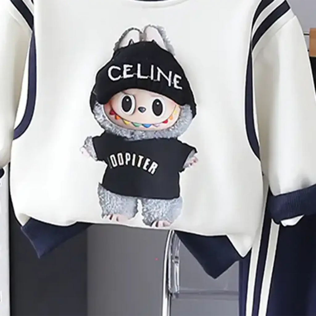Boys Navy Blue Graphics Printed Sweatshirt With Jogger Sets Sets