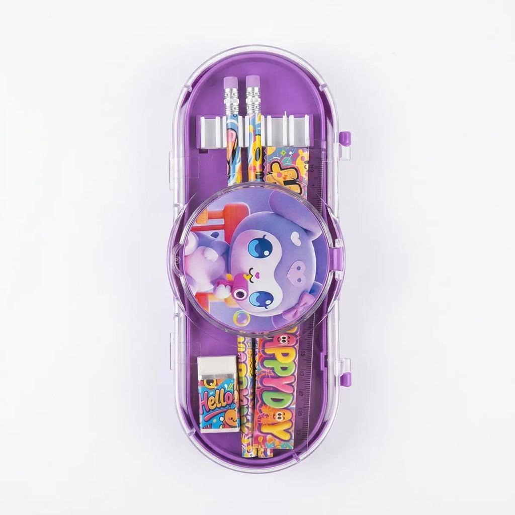 Cartoon Pencil Pouch Set for Kids Hard Case School Stationery Box Trending Accessories Purple Onesize