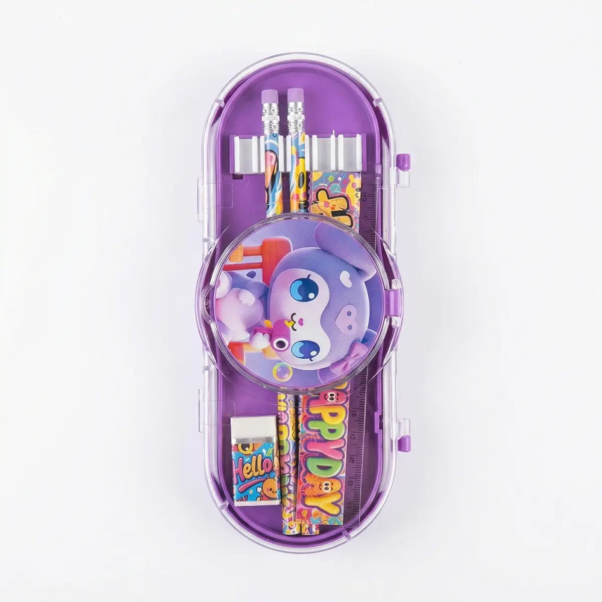 Cartoon Pencil Pouch Set for Kids Hard Case School Stationery Box Trending Accessories Purple Onesize