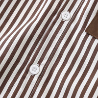 Boys Brown Striped Long Sleeve Shirt With Pants Sets 2 pc. Sets