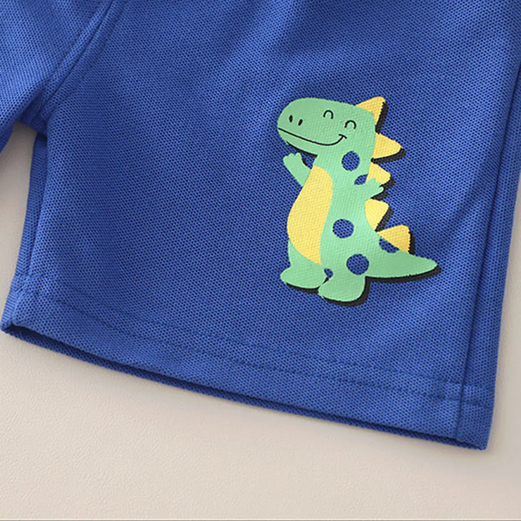 Boys Yellow Dinosaur Graphic Short Sleeve T-Shirt With Elasticated Shorts Sets 2 pc. Sets