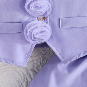 Girls Purple Floral Applique Waistcoat With Camisole Top And Pants Set 3 pc. Sets