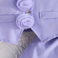 Girls Purple Floral Applique Waistcoat With Camisole Top And Pants Set 3 pc. Sets