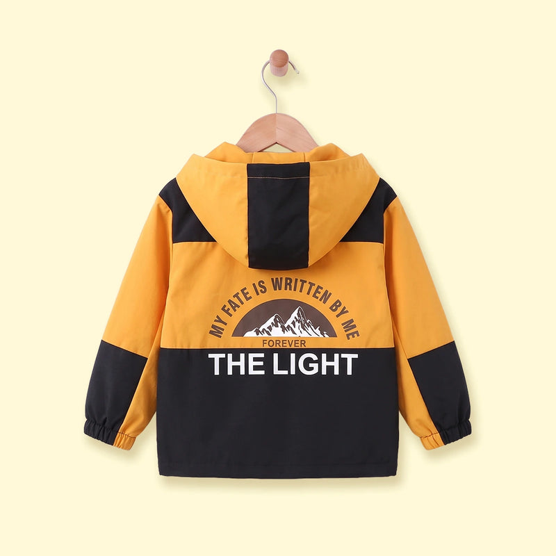 Boys Yellow Colourblocked Zip-Up Hooded Jacket Coats & Jackets