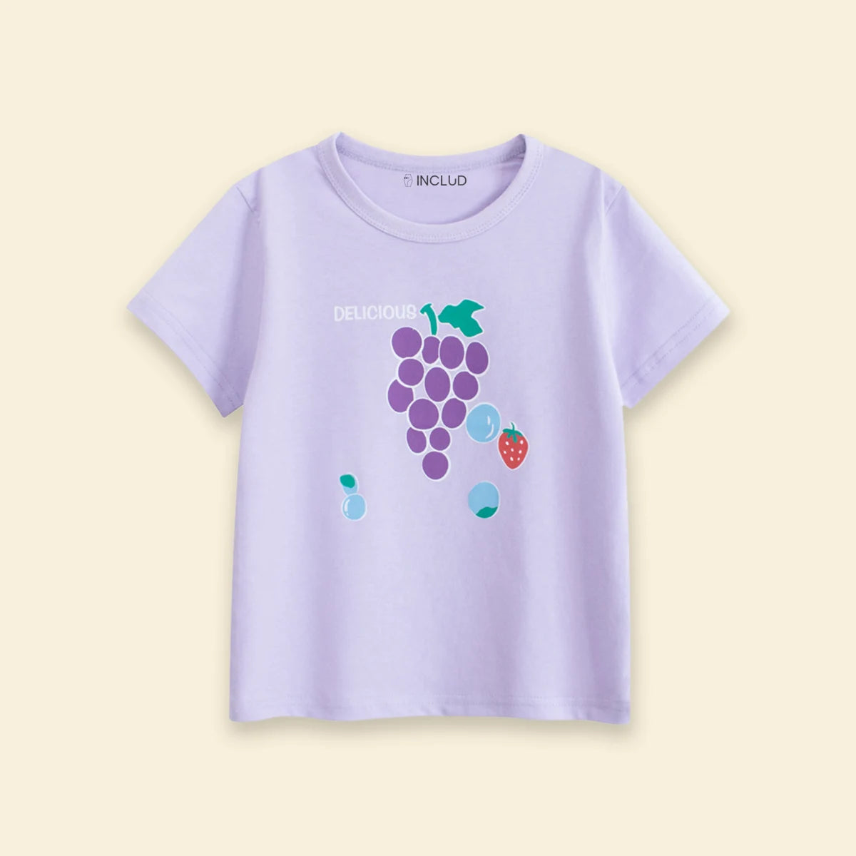 Girls Lavender Fruit Print Short Sleeve T-Shirt Tshirts