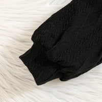Girls Black Self-Design Long Sleeves Top With Skirt Sets Sets