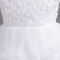 Girls White Floral Embroidered Party Wear Balloon Dress Party Dresses