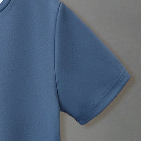 Boys Blue Solid Short Sleeves Bottom Contrast Trimmed T-Shirt Tshirts
