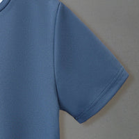 Boys Blue Solid Short Sleeves Bottom Contrast Trimmed T-Shirt Tshirts
