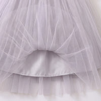 Girls Light Grey Floral Applique Sleeveless Fit & Flare Party Dress Party Dresses
