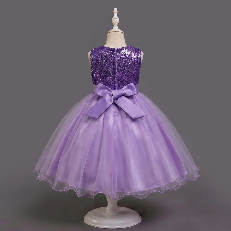 Girls Purple Sequin Embellished Fit & Flare Party Wear Dress Party Dresses