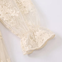 Girls Cream Floral Lace Long Sleeve A-Line Dress Casual Dresses