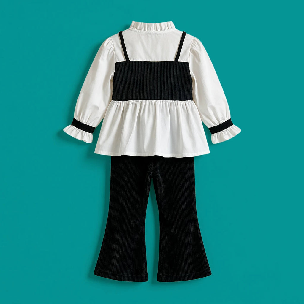Girls Black Puff Sleeve Top With Pants Sets 2 pc. Sets