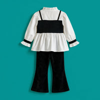Girls Black Puff Sleeve Top With Pants Sets 2 pc. Sets