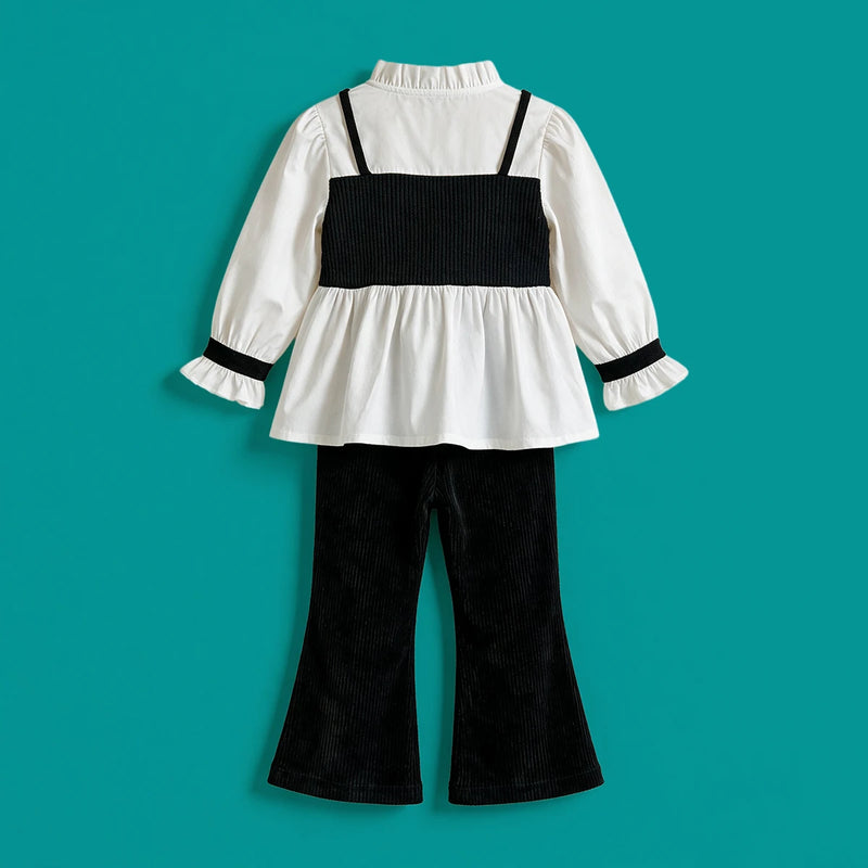 Girls Black Puff Sleeve Top With Pants Sets 2 pc. Sets