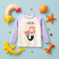 Girls Mermaid Print Full Sleeves T-shirt Tshirts Purple 1-2 Y 
