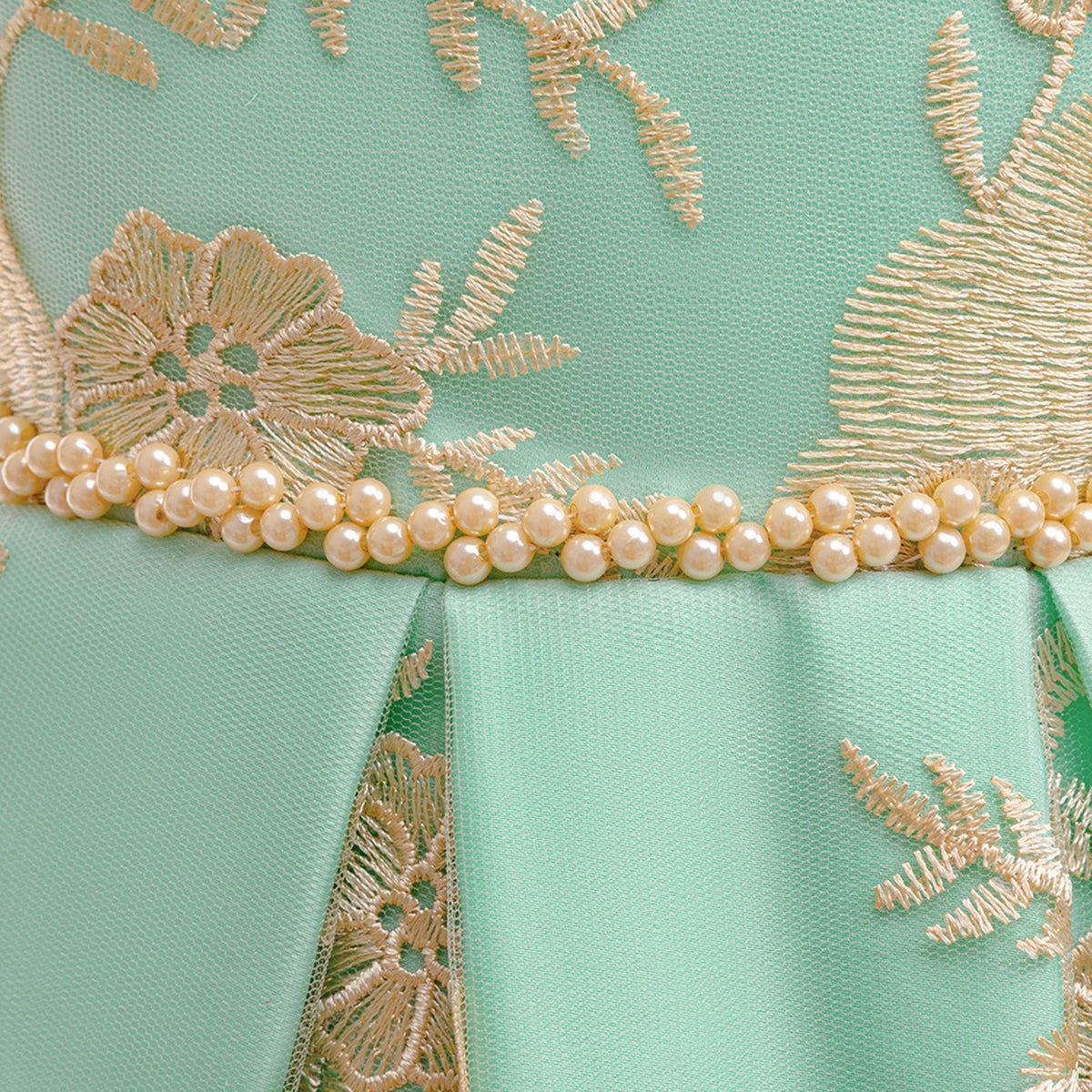 Girls Sea Green Floral Embroidered Fit & Flare Party Wear Dress Party Dresses