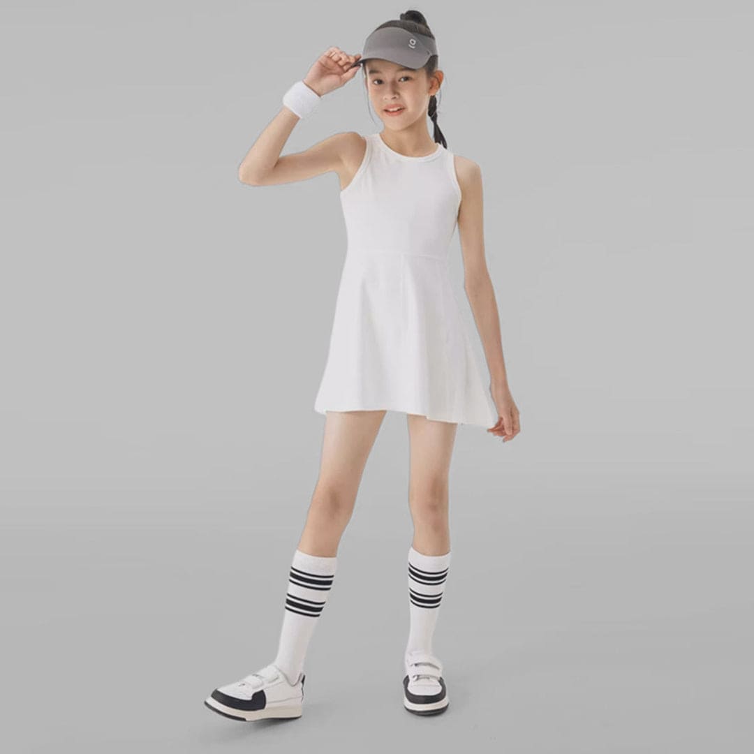 Girls Sleeveless Elasticated Sports Vest Dress Casual Dresses   